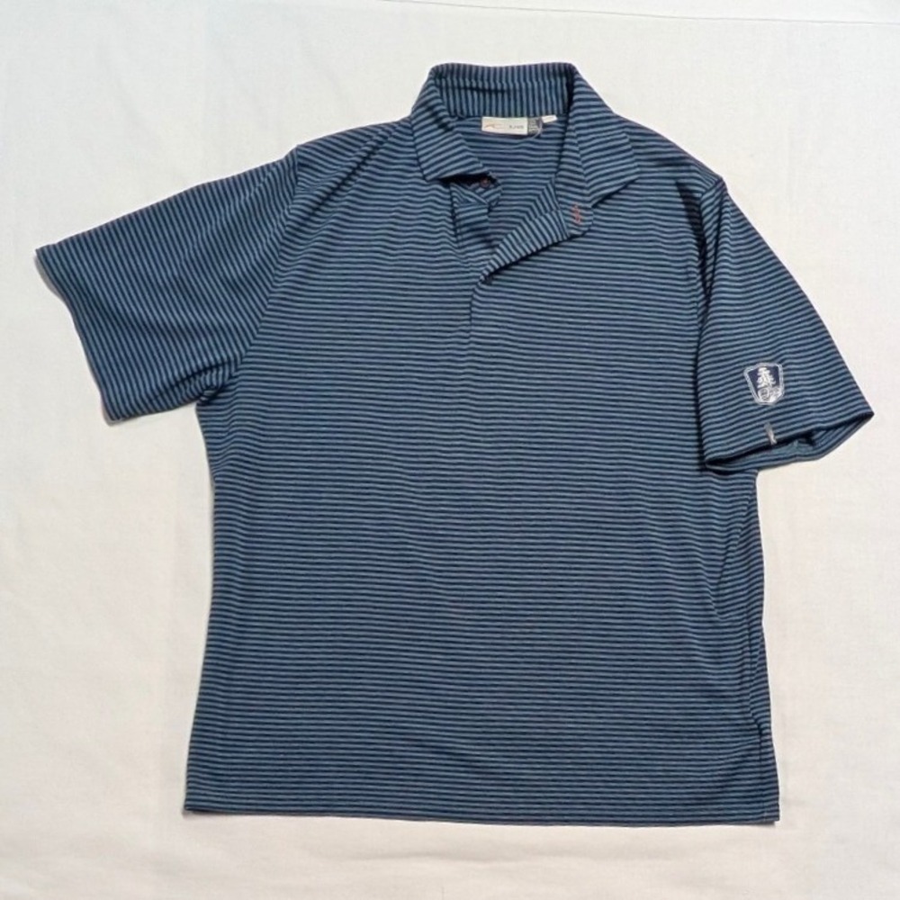 KJUS Men Lee Stripe Polo S/S Blue Navy Striped Golf Shirt UPF 30+ XL MG0206